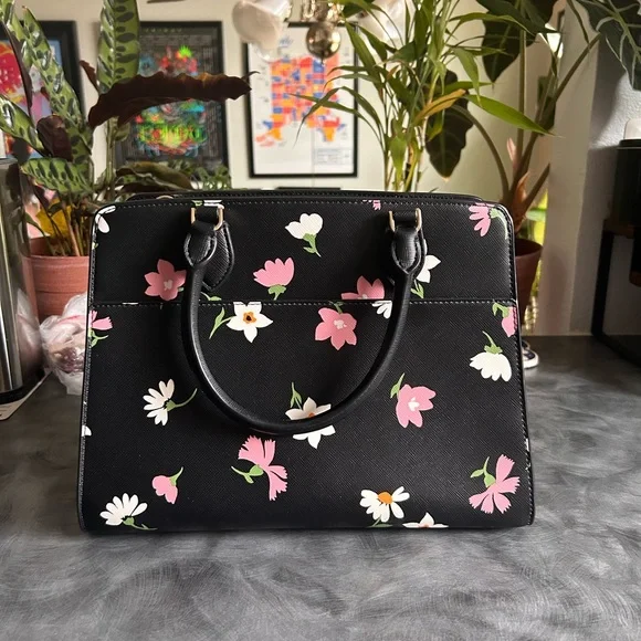Kate Spade Black and Pink Floral Satchel - Picture 2 of 3
